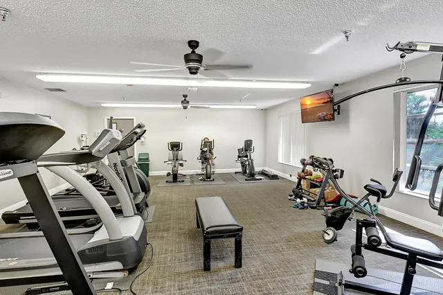 a view of a room with gym equipment