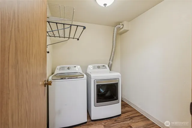 a utility room with dryer and washer