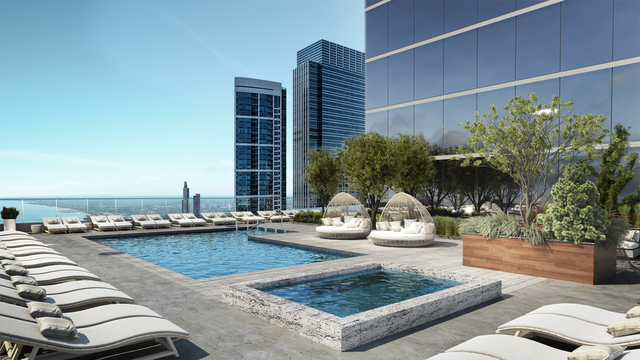 363 East Wacker Drive, Unit 1302 Chicago, IL 60601 - Photo 27 of 31 a view of swimming pool with outdoor seating and plants