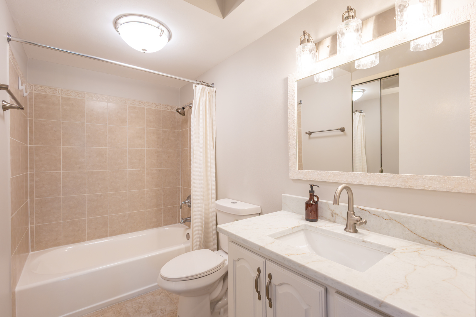 450 Raintree Court, Unit 2B Glen Ellyn, IL 60137 - Photo 12 of 28 a bathroom with a sink a toilet and a large mirror