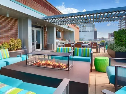 a outdoor space with furniture