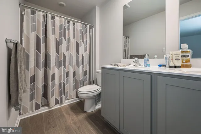 a bathroom with a toilet a sink and curtain
