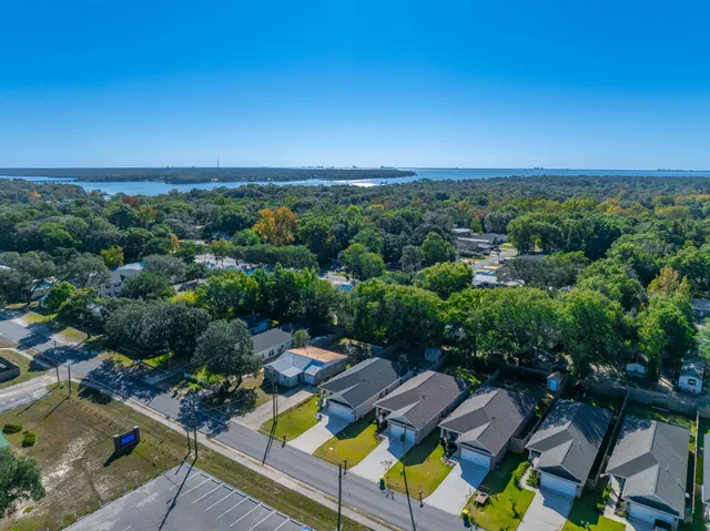 an outdoor space with furniture