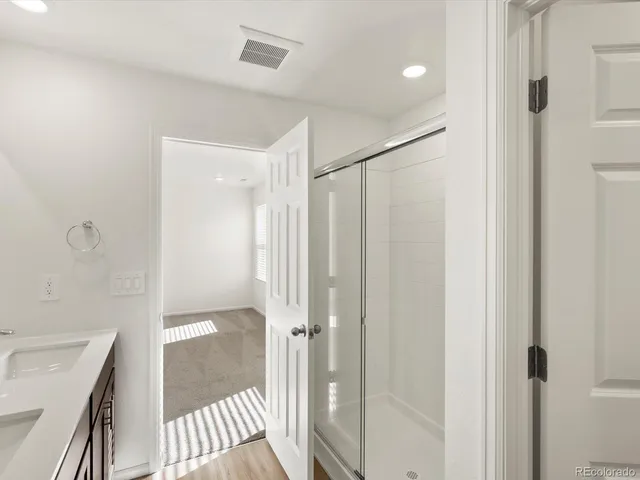 a view of a room with racks on the wall