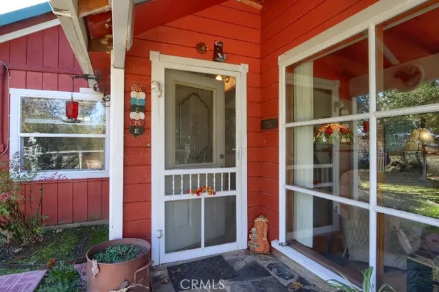 a view of potted plant in front of a glass door