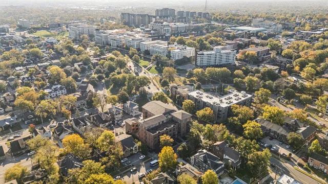 an aerial view of a city with lots of residential buildings