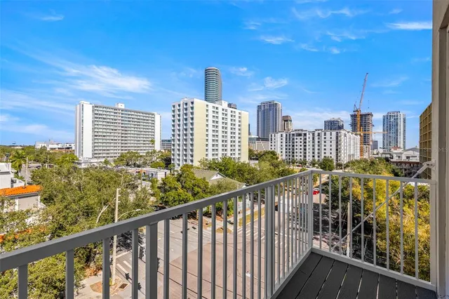 a view of balcony with city view