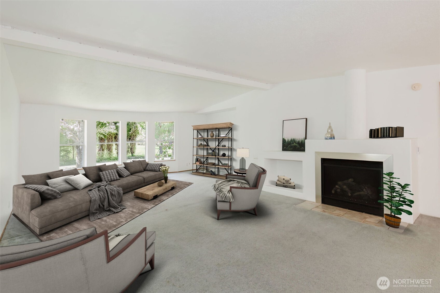 105 Schoolhouse Road Brinnon, WA 98320 - Photo 3 of 39 a living room with furniture and a fireplace