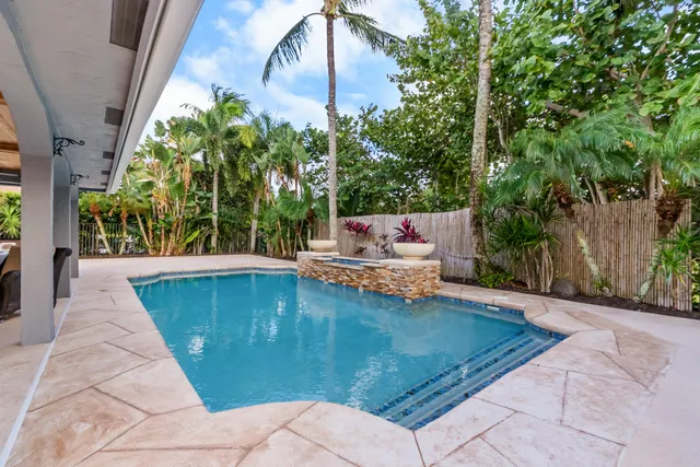 a view of a chairs and table in the backyard
