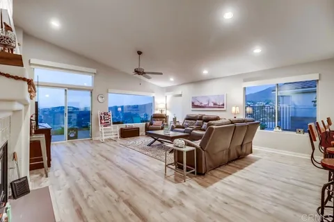a living room with furniture or couch and a wooden floor