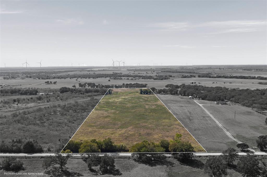 Overview of rural landscape featuring property boundaries highlighted