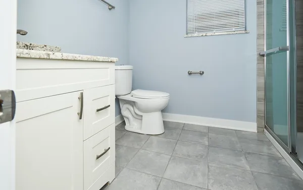 a bathroom with a toilet sink and vanity