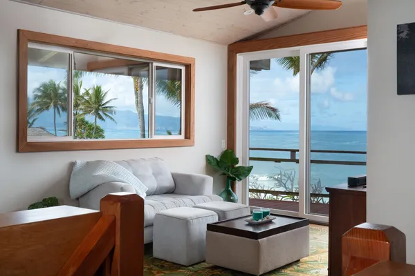 a view of balcony and furniture