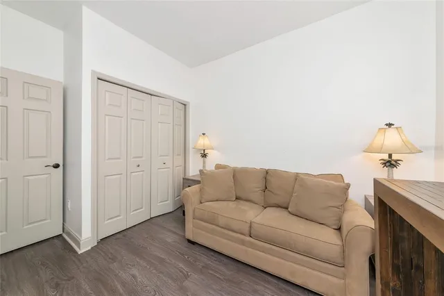 a view of a garden with palm trees