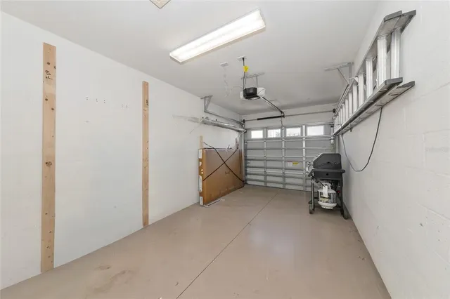 an aerial view of a house with a garden