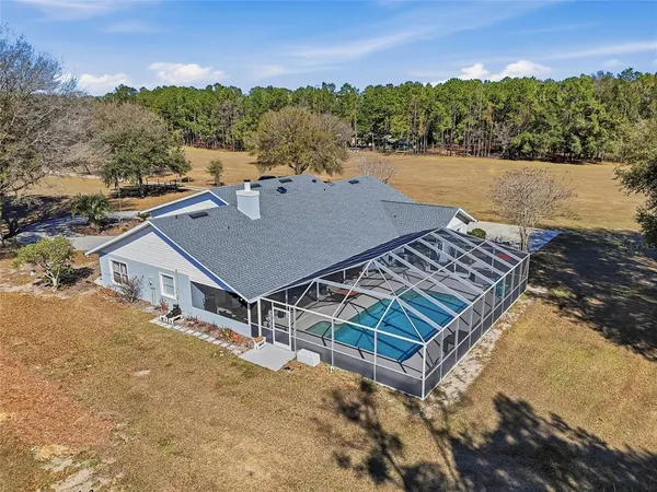 an aerial view of a house