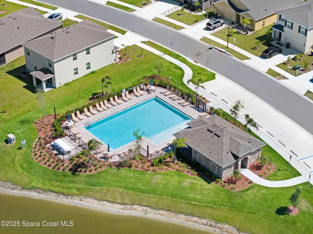 an aerial view of a house
