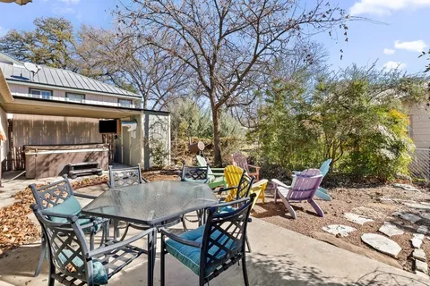 a view of an outdoor space with seating area