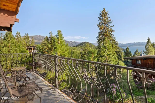 a view of a balcony with an outdoor space