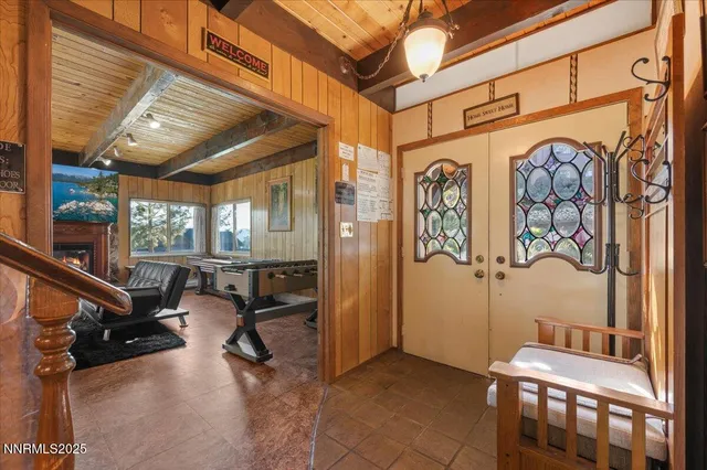 a view of a porch with furniture