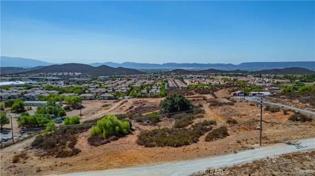 a view of a city with mountain