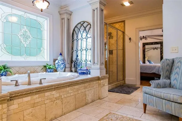 a room with a bed and a window