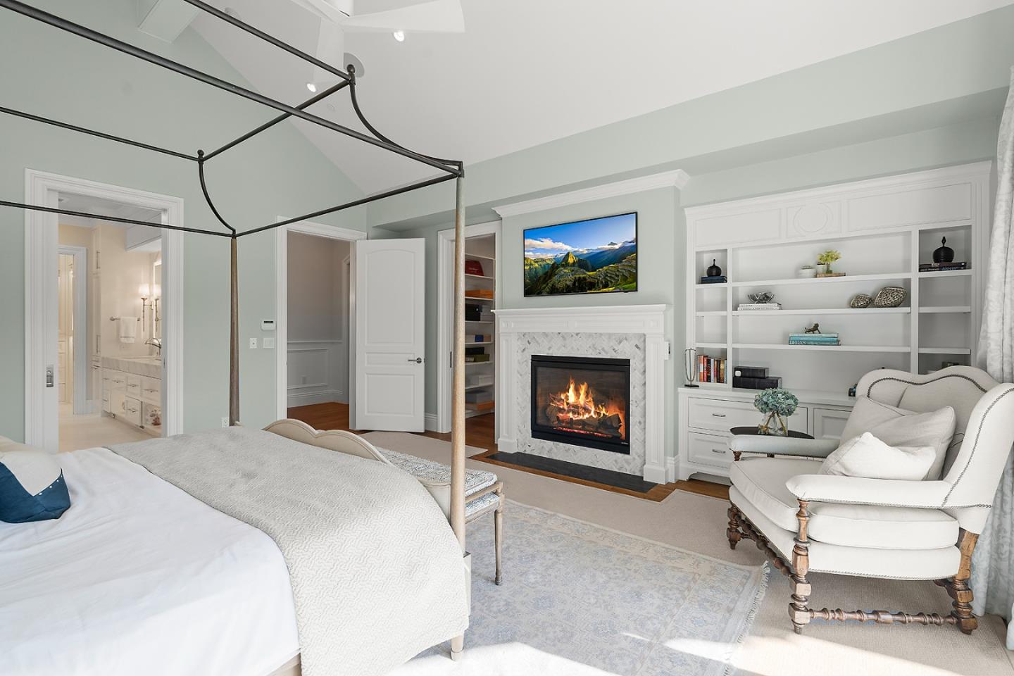 14966 Sobey Road Saratoga, CA 95070 - Photo 23 of 70 a bedroom with a bed and a fireplace