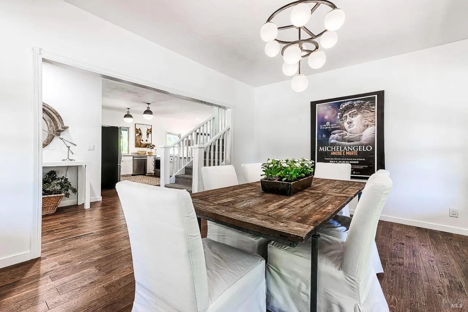 19500 Mountain View Road Boonville, CA 95415 - Photo 8 of 67 a view of a dining room with furniture wooden floor and chandelier