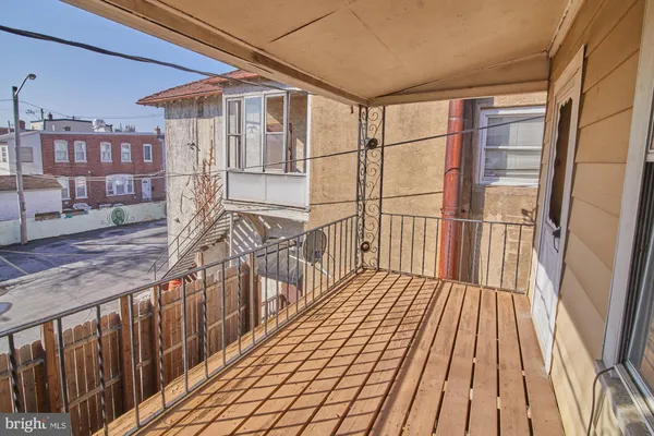 a view of wooden balcony