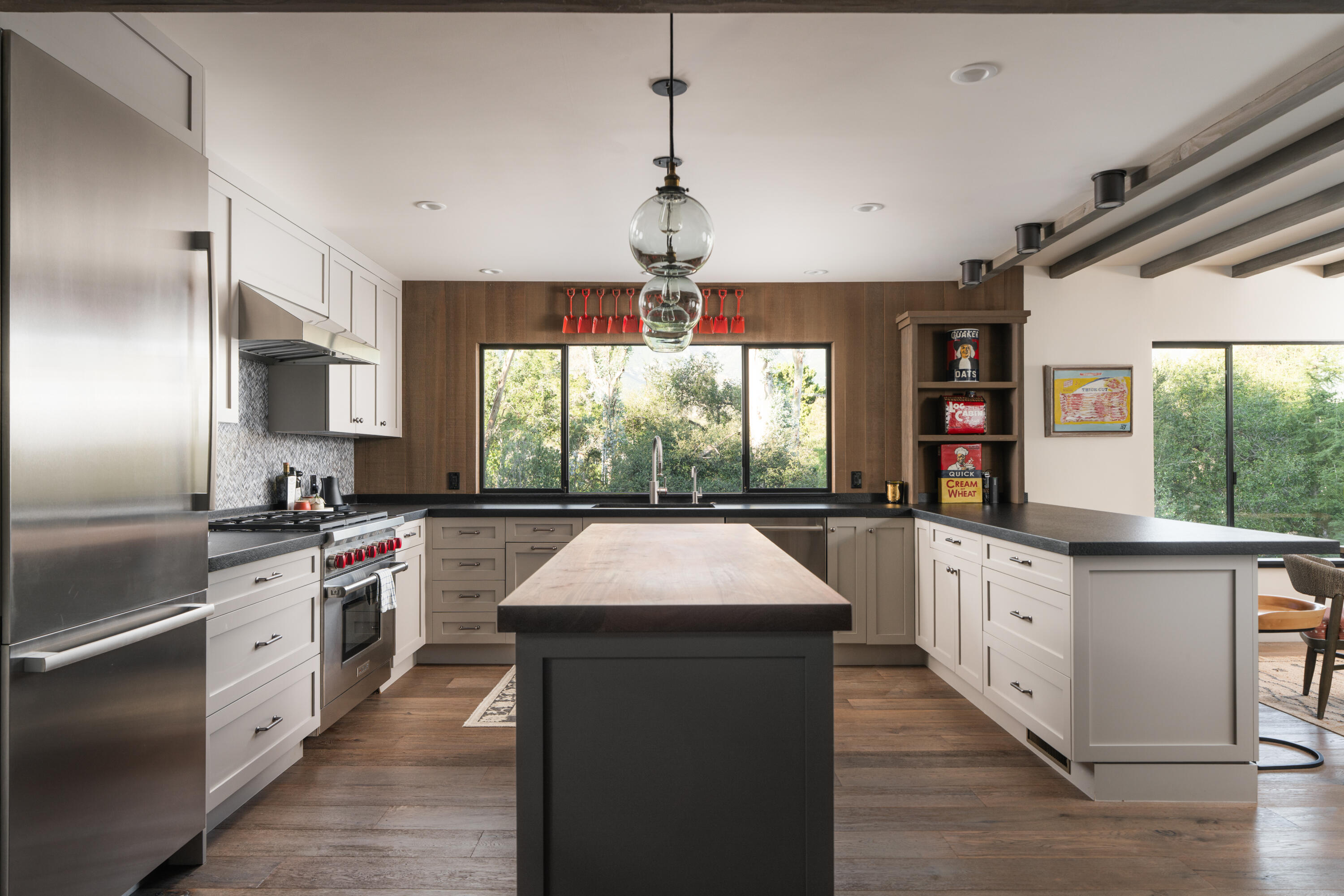 1103 Camino Viejo Road Montecito, CA 93108 - Photo 6 of 27 a kitchen with stainless steel appliances granite countertop a stove a sink and a refrigerator
