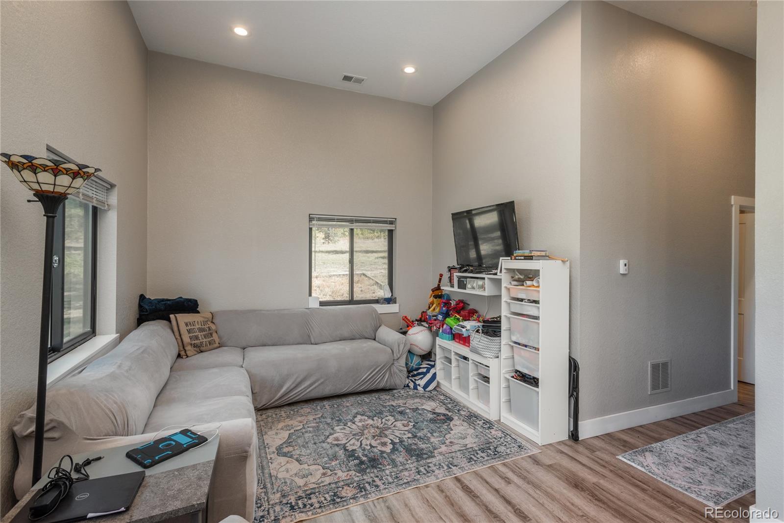 854 Russellville Road Franktown, CO 80116 - Photo 28 of 35 a living room with furniture and a flat screen tv