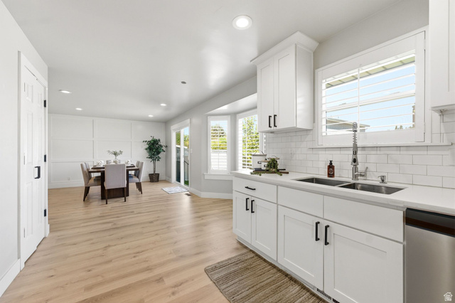 1405 Vintry Lane Murray, UT 84121 - Photo 11 of 44 Open-concept kitchen and dining area with light wood-finish flooring
