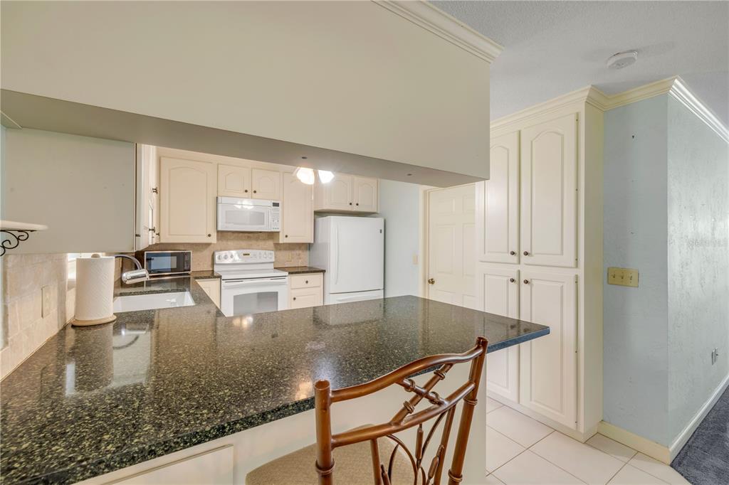2416 Pine Tree Drive Edgewater, FL 32141 - Photo 23 of 50 a kitchen with stainless steel appliances granite countertop a sink refrigerator and cabinets