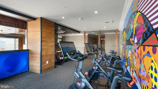 a view of a room with gym equipment