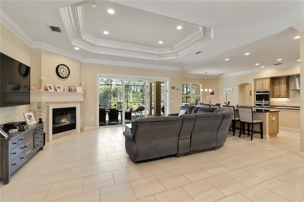 1991 Heasley Road Englewood, FL 34223 - Photo 18 of 70 a living room with furniture a fireplace and a flat screen tv