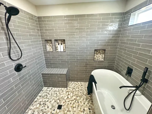 a bathroom with a shower