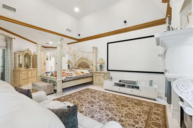 a bathroom with a granite countertop tub sink and mirror