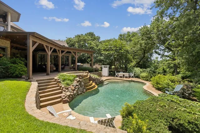 a big yard with lots of green space and trees