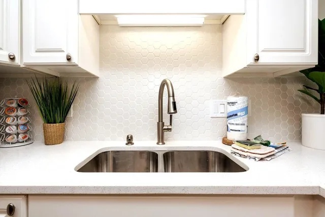 a close view of sink and tap