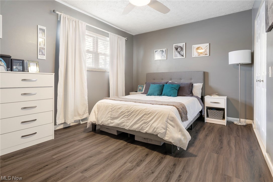 801 Netherwood Avenue Northwest Canton, OH 44708 - Photo 17 of 44 Master Bedroom featuring lvt wood-style flooring, a textured ceiling, and ceiling fan