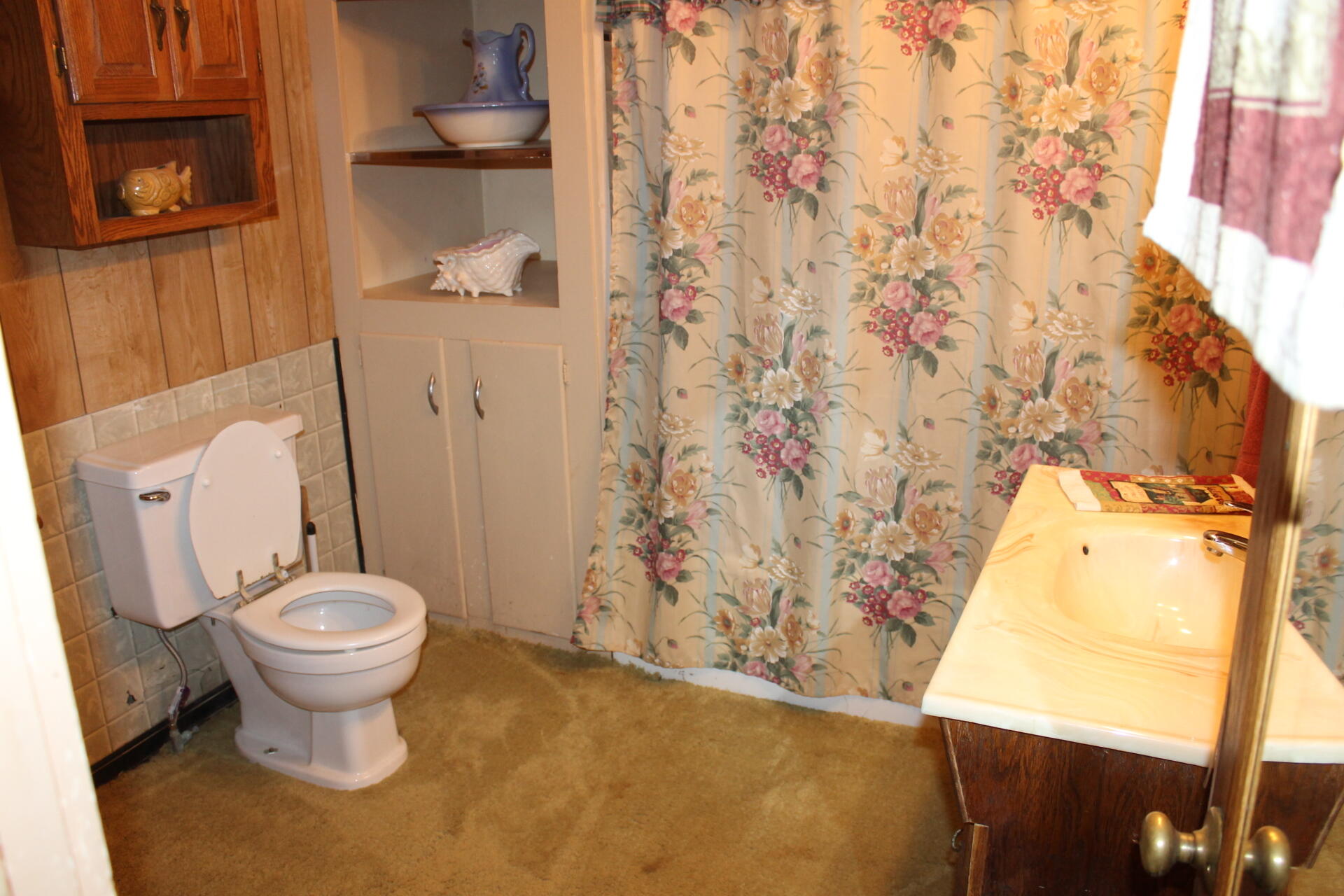 1213 Narrow Passage Road Buchanan, VA 24066 - Photo 7 of 21 a white toilet sitting next to a shower curtain