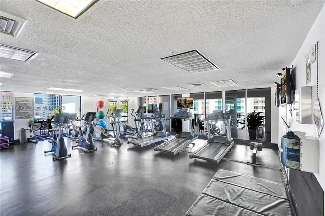 a view of a room with gym equipment