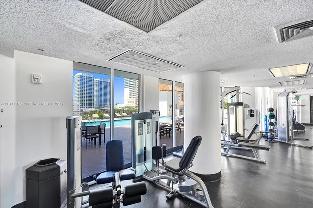 a view of a room with gym equipment