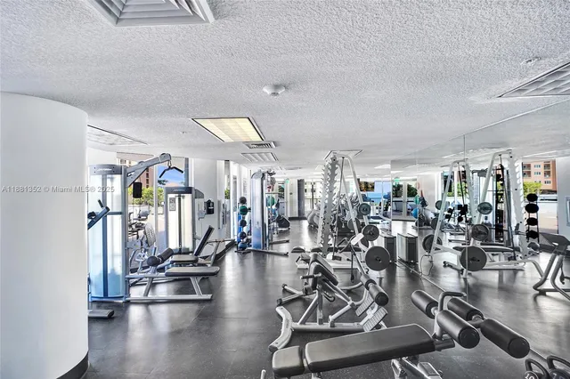 a view of a room with gym equipment