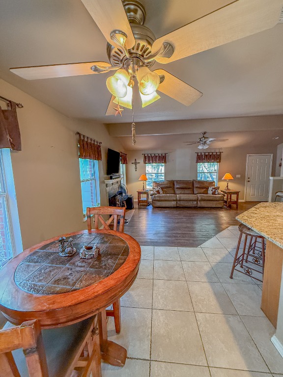 500 Jim Hogg Road Georgetown, TX 78633 - Photo 20 of 37 Dining room with light tile patterned floors and ceiling fan