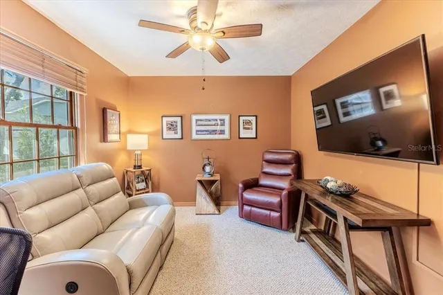 a front view of a house with yard and green space