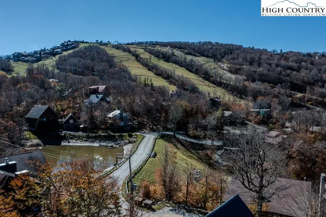 a view of a lake in middle of the town