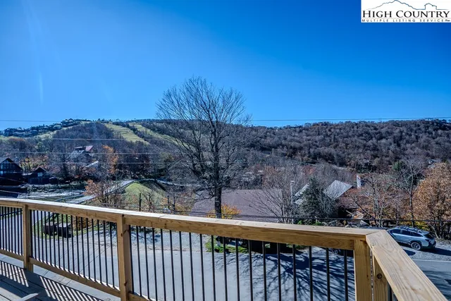a view of a balcony with an outdoor space