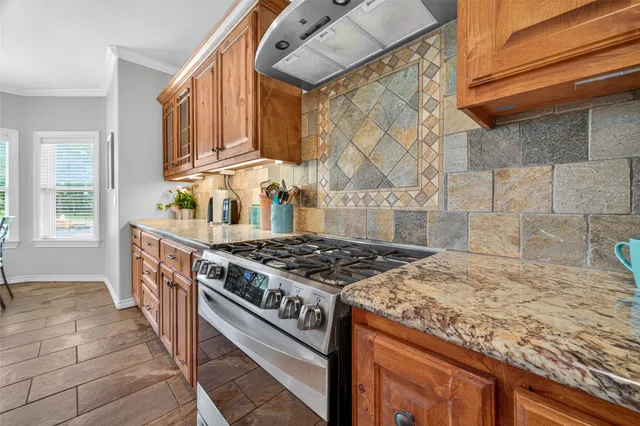 a kitchen with lots of counter top space