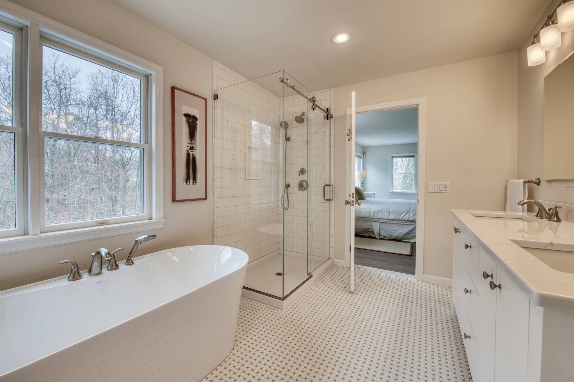 1611 Deerfield Road Water Mill, NY 11976 - Photo 17 of 22 a bathroom with a tub sink shower and mirror